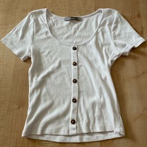 large juniors white casual button down t